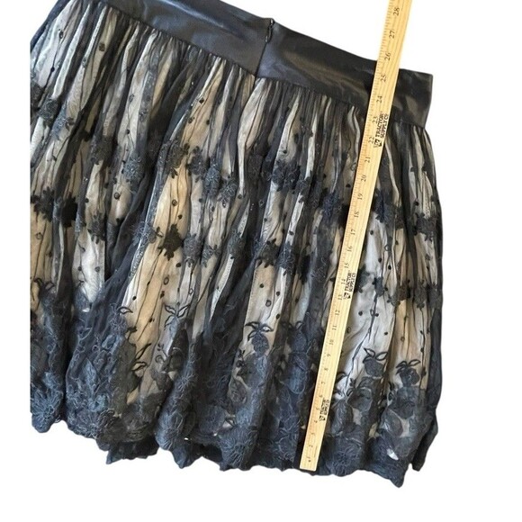 Tara Jarmon Lace Embroidered Circle Skirt Sheer Size 10 Midi Layered Full Skirt - Picture 10 of 11